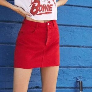 Brandy Melville Red Denim Skirt Size Small
